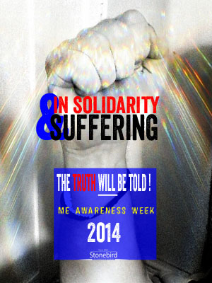 a photo of a raised fist saying in solidarity and suffering, the truth will be told